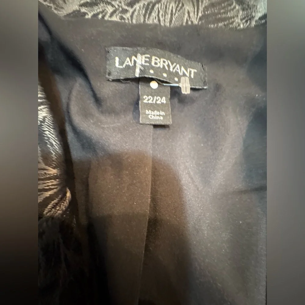 (B2) Lane Bryant Green Gray Black Work Dressy Jacquard‎ Blazer Jacket 22 24